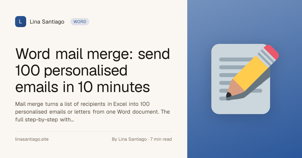Word mail merge: send 100 personalised emails in 10 minutes